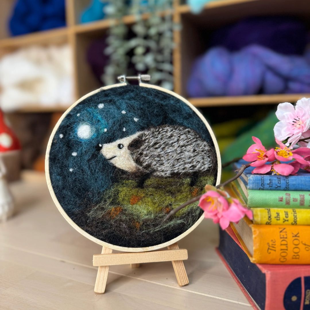 Hedgehog in a Hoop Needle Felting Kit