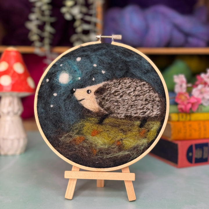 Hedgehog in a Hoop Needle Felting Kit