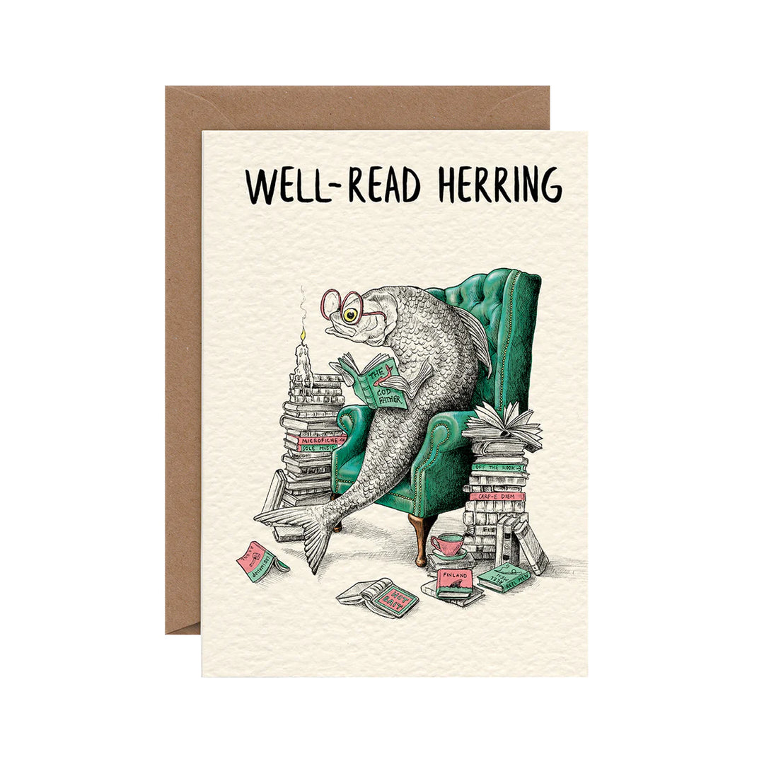 Well-Read Herring Greetings Card