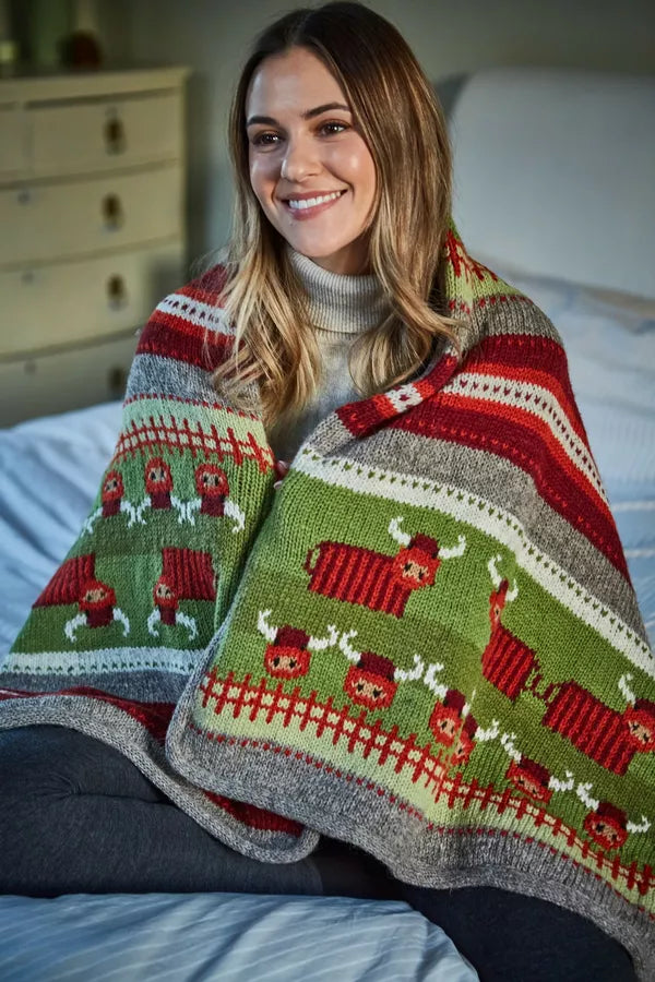Herd of Highland Cows Woolen Throw