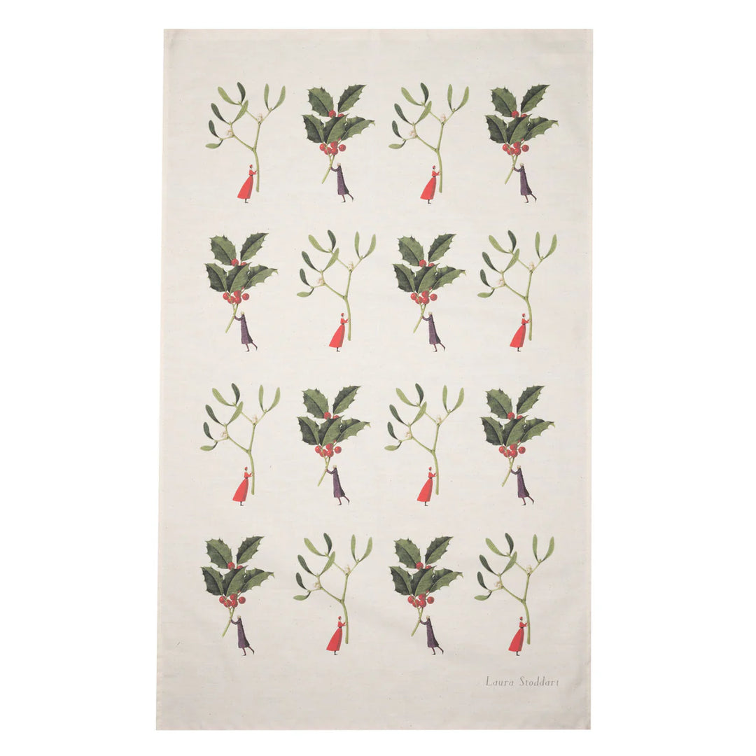Holly & Mistletoe Tea Towel
