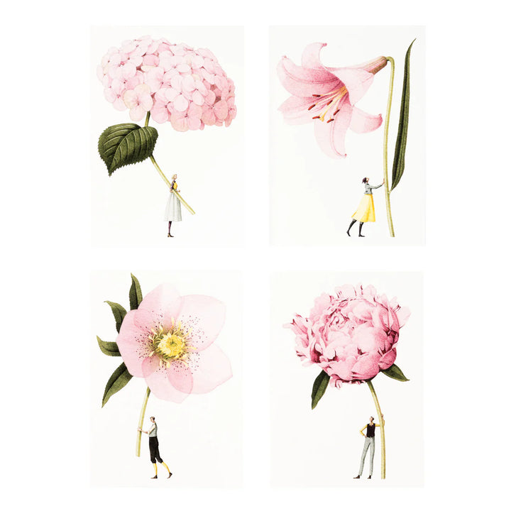 In Bloom Pink Flowers Notecards Set