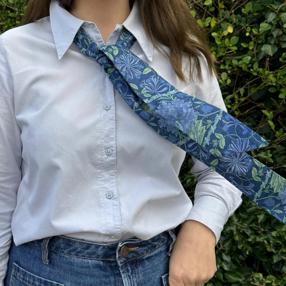 Liberty Strawberry Thief Blue Skinny Scarf