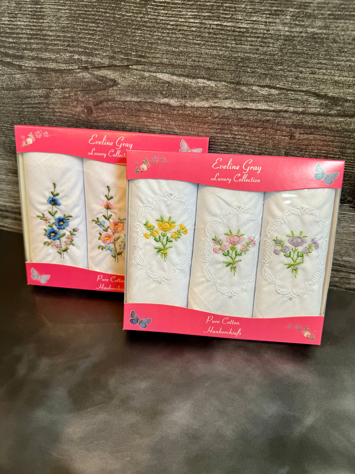 Floral Embroidered Handkerchief Set