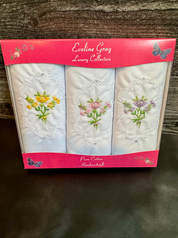 Floral Embroidered Handkerchief Set