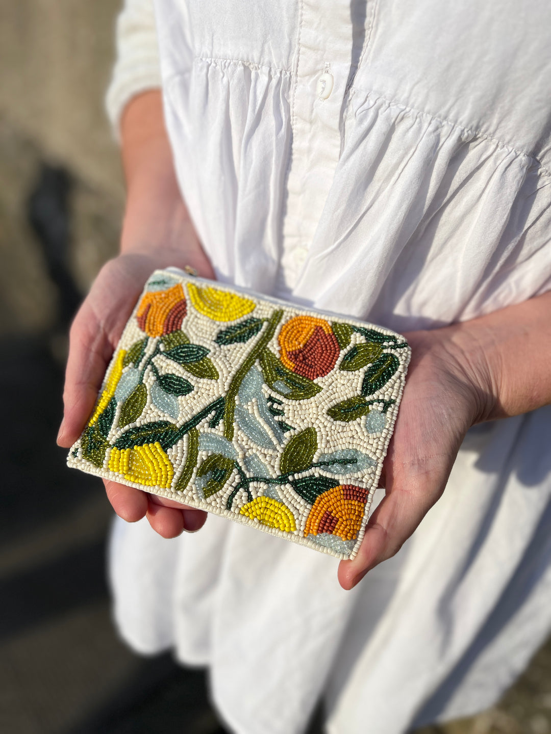 Beaded Purse-Orange and Lemon