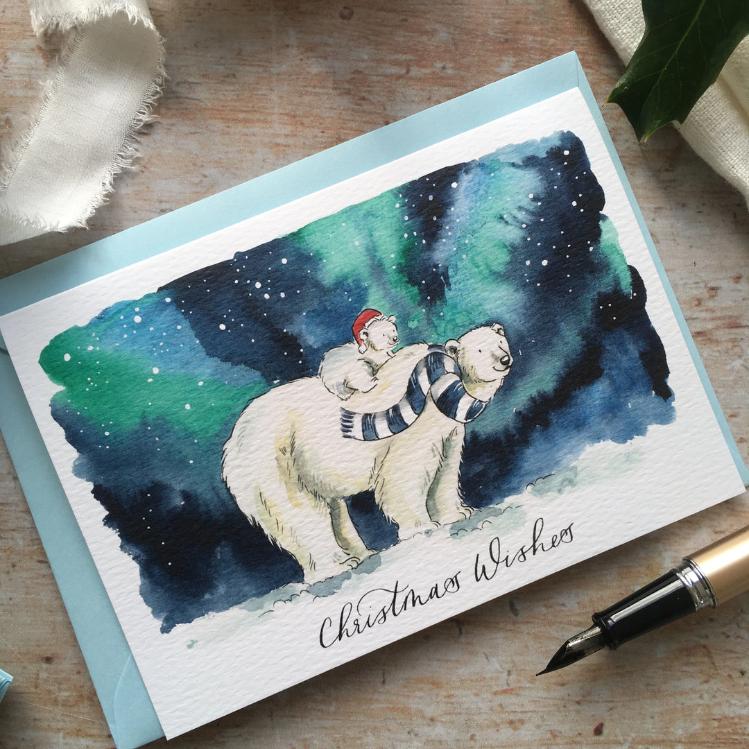Polar Bear and Cub Christmas Card