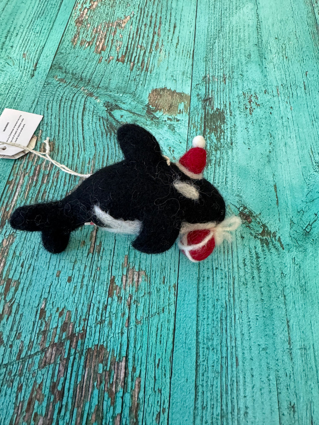Orca with Present Felt Decoration