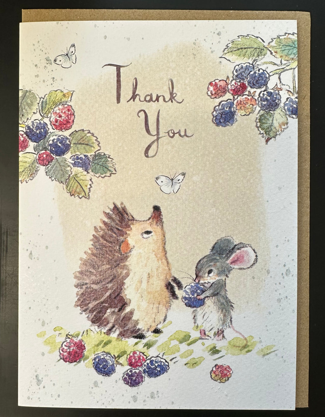 Hedgehog and Mouse Blackberries "Thank You" Greetings Card