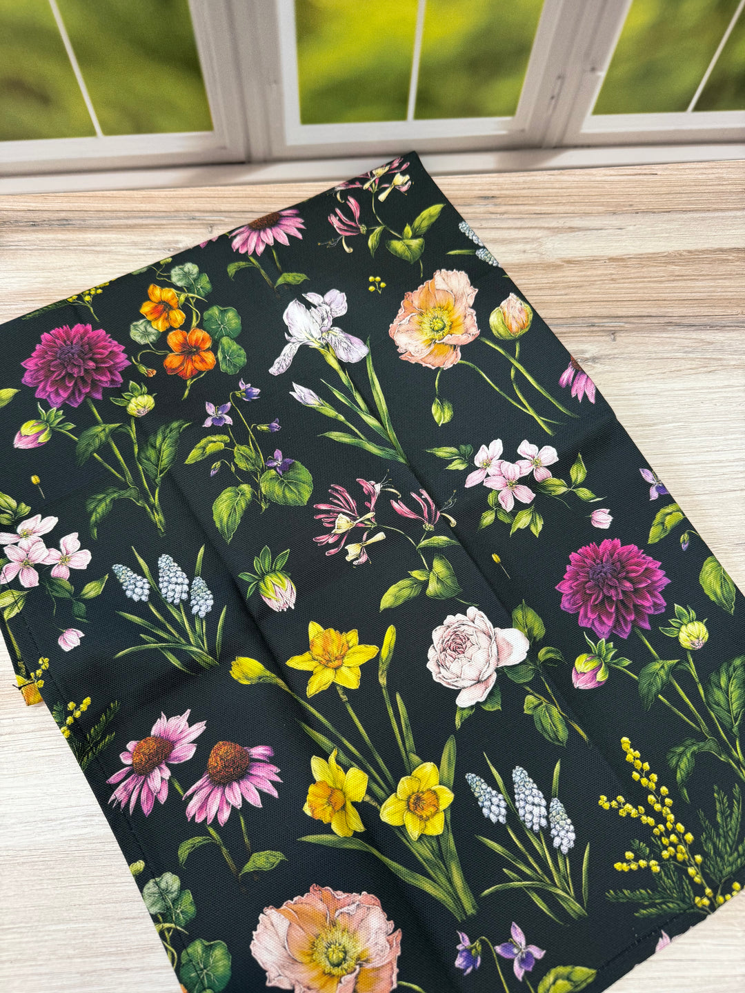 Bountiful Blooms Tea Towel - Black