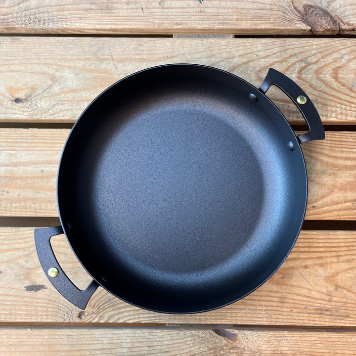 9 Inch Spun Iron Chef's Double Handled Prospector's Pan