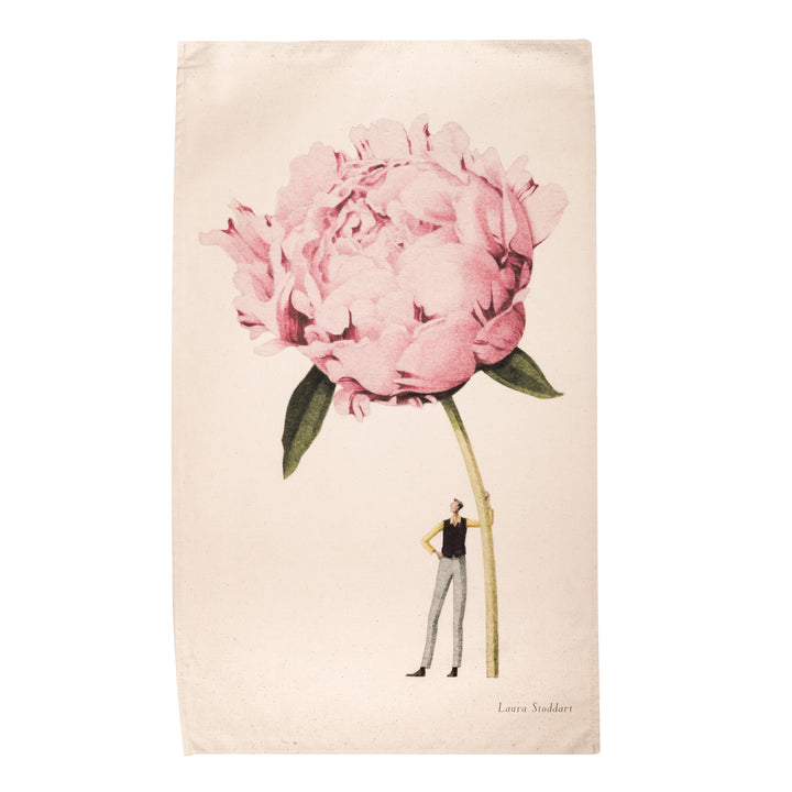 In Bloom Pink Peony Dahlia Tea Towel