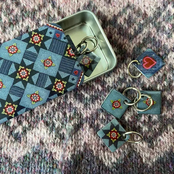 Indigo Dreams Set of 6 Stitch Markers in a Pocket Tin