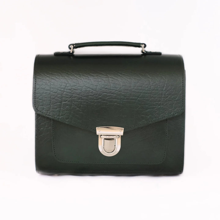 Zatchels Handmade Leather Sugarcube Grande Executive British Racing Green Handbag