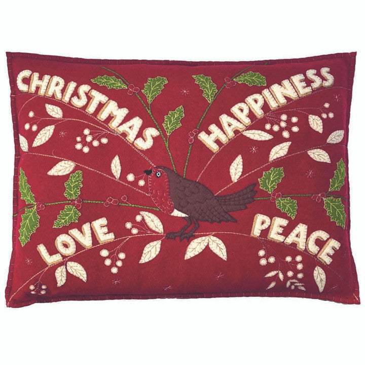 Christmas Robin Pillow - Red