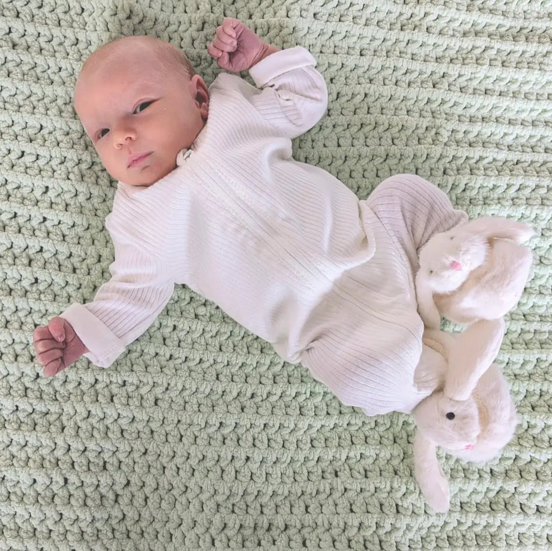 Cream Bunny Plush Baby Slippers