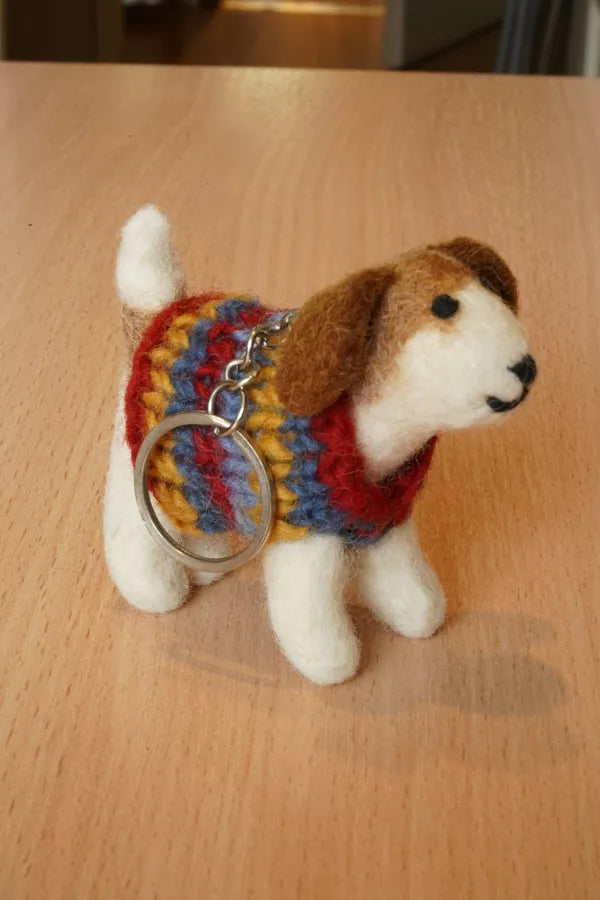 Jack in a Jumper Felt Dog Keyring