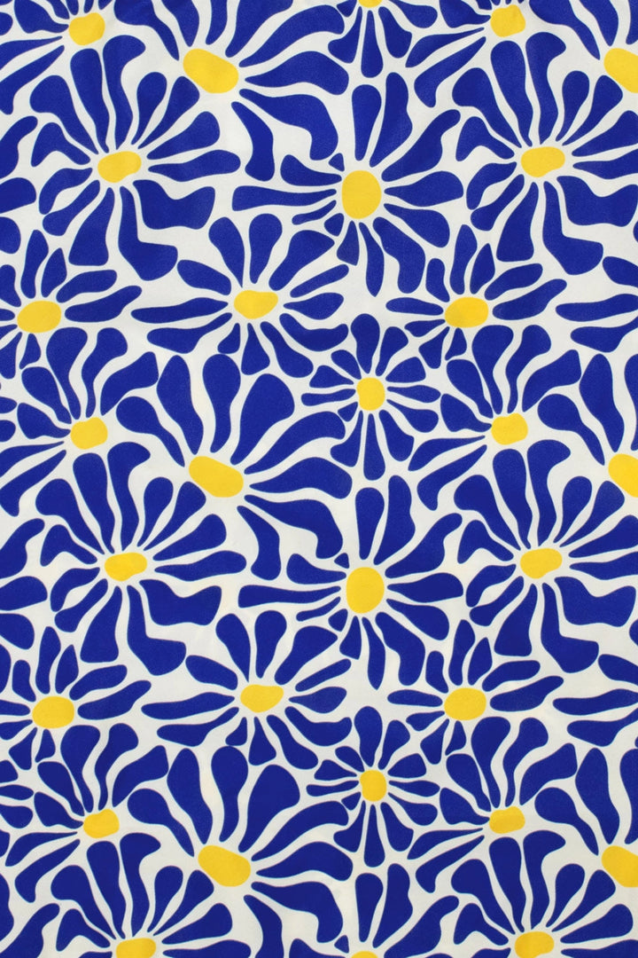 Abstract Flowers Blue Medium Reusable Bag