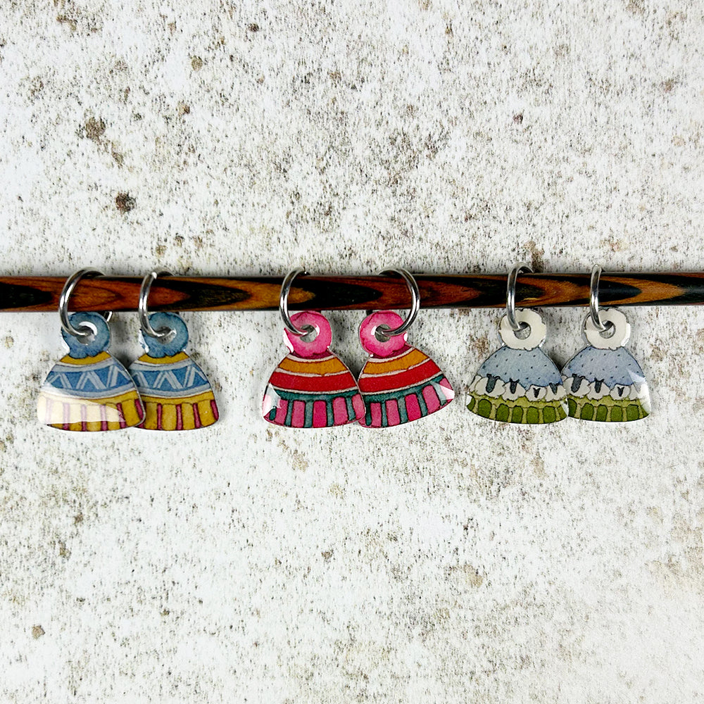 Hats Set of 6 Crochet Markers in a Pocket Tin