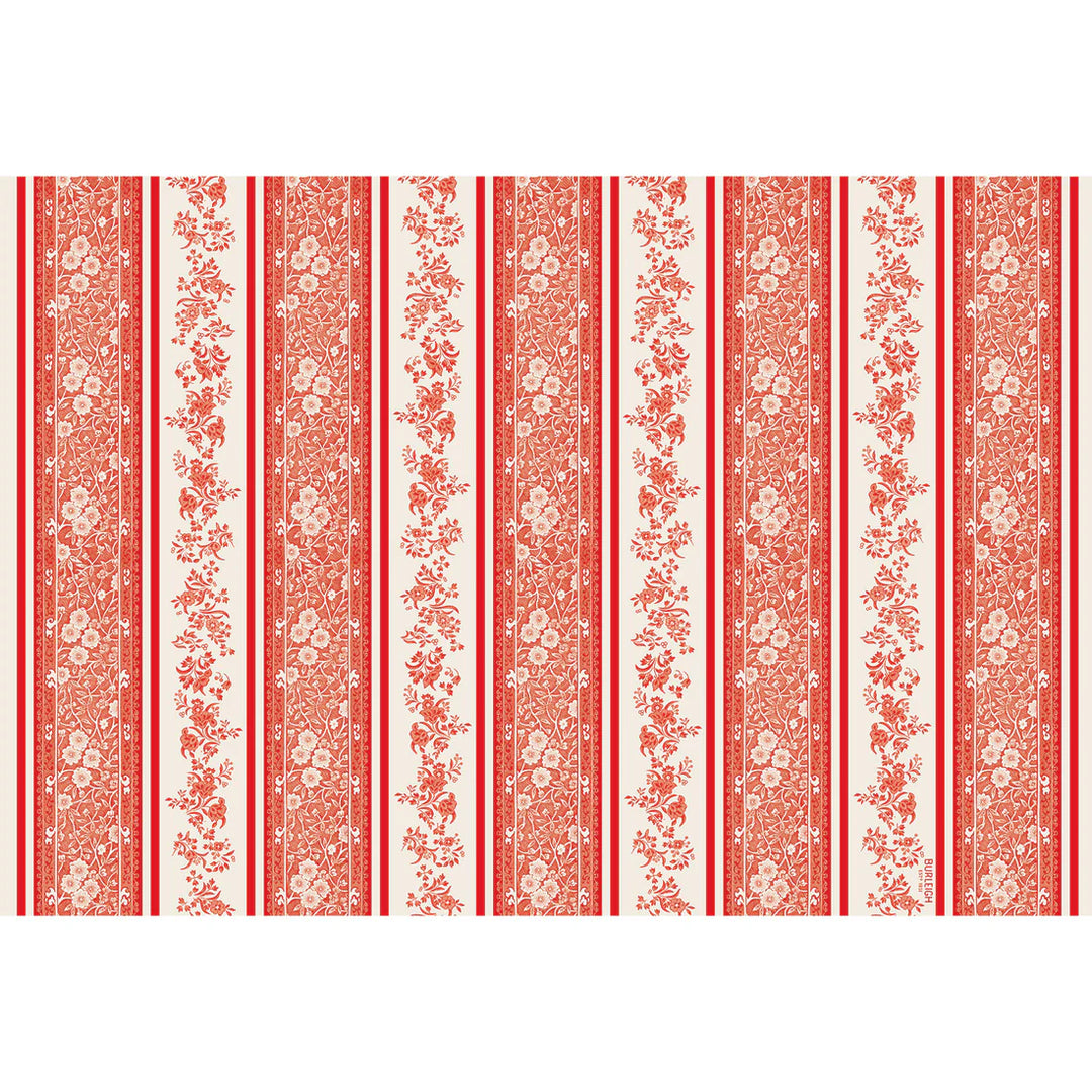 Red Burleigh Stripe Pad of 18 Paper Placemats