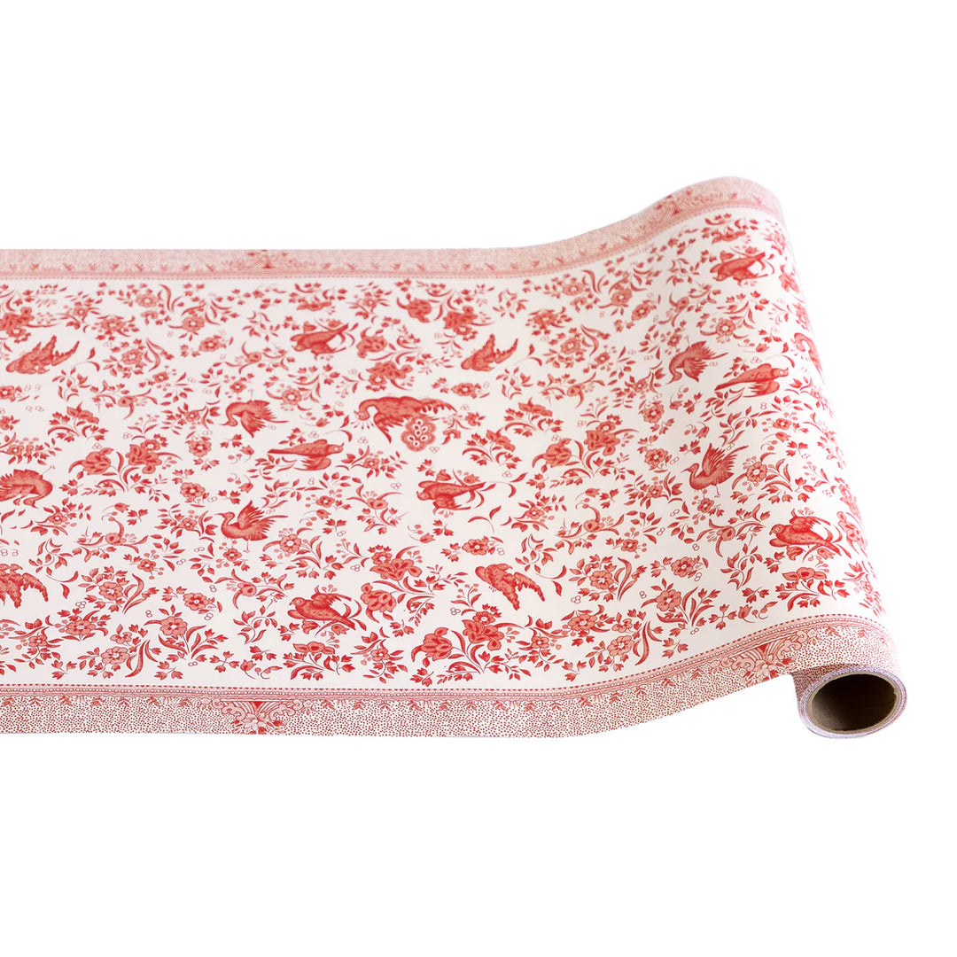 Red Regal Peacock Roll Paper Table Runner