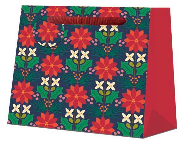 Kate Rhees Navy Poinsettia Shopper Gift Bag