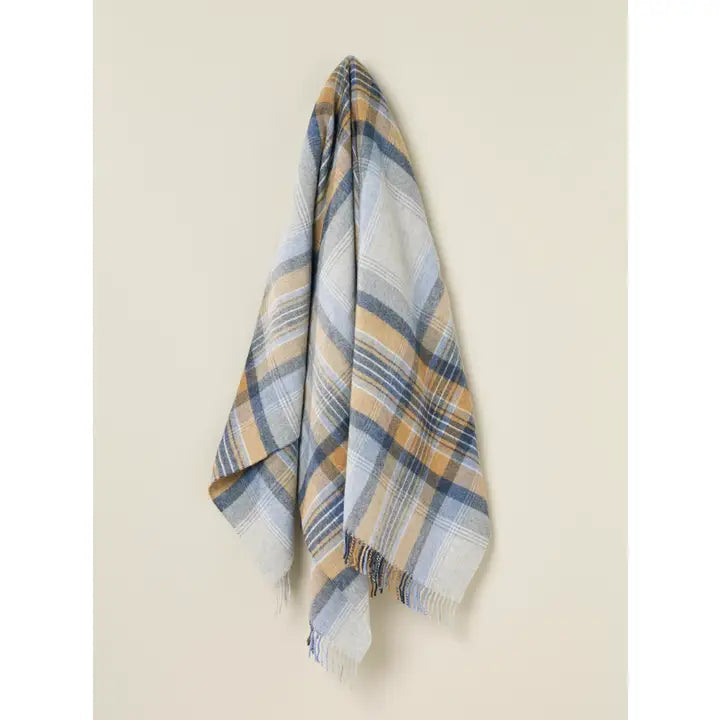 100% Shetland Wool Throw Blanket - Kintyre Blue