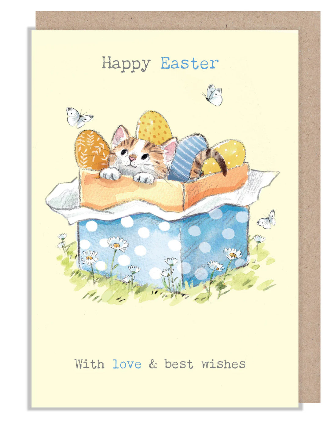Kitten in Gift Box Easter Greetings Card