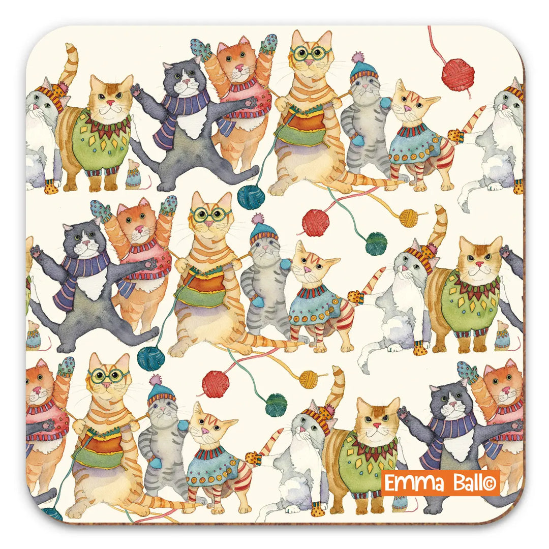 Kittens in Mittens Patterned Coaster