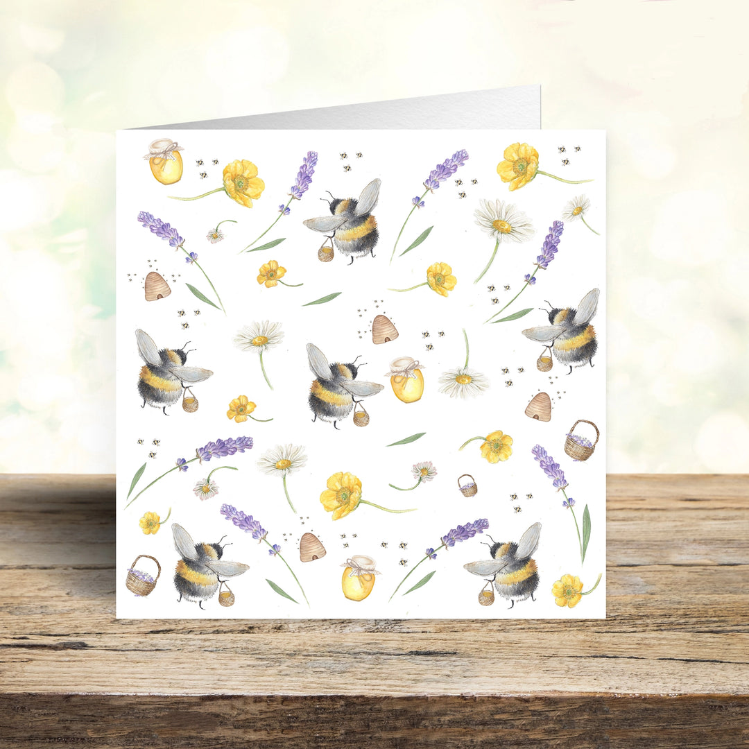 Bee & Lavender Art Card