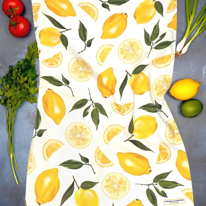 Lemon Tea Towel by Corinne Alexander