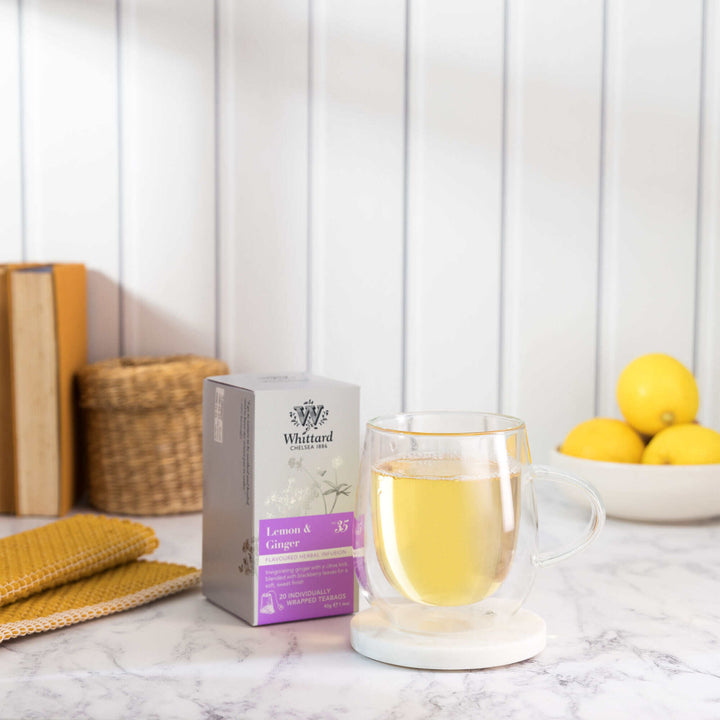 Whittard Lemon and Ginger Individually Wrapped Tea Bags - 20 Ct