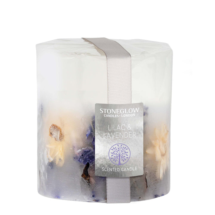 Nature's Gift Scented Botanical Candle - Inclusion Pillar - Lilac & Lavender