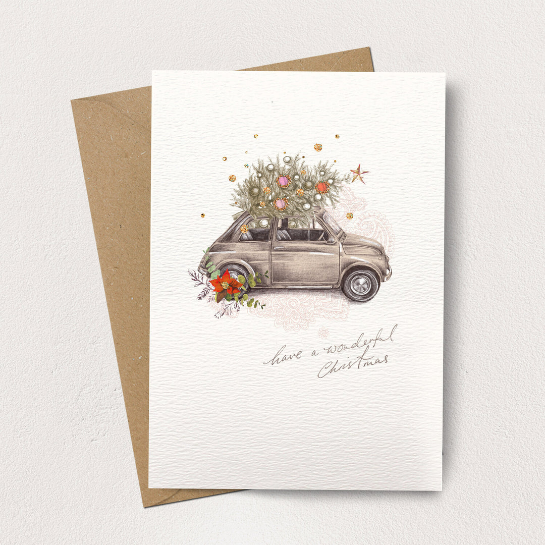 Wonderful Christmas Little Car Christmas Card