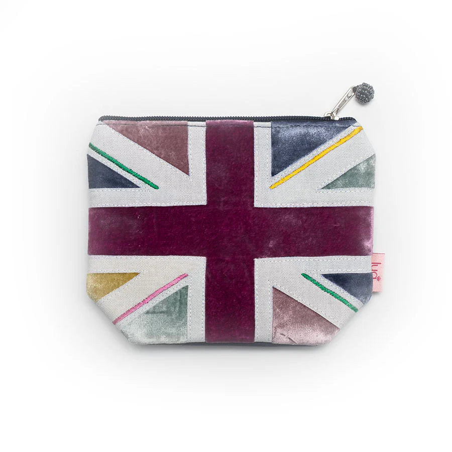 Colorful Union Jack Velvet Cosmetic Purse