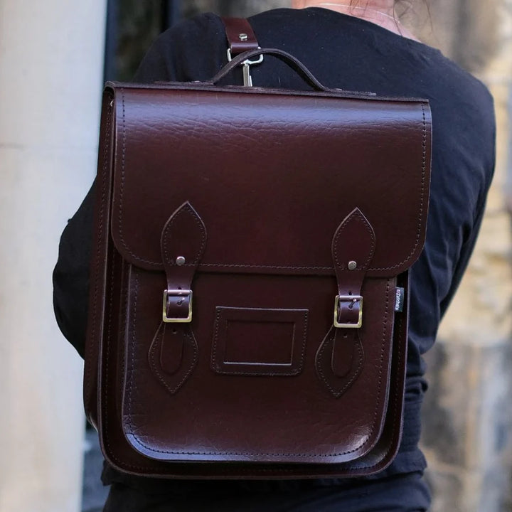 Zatchels Handmade Leather City Backpack Plus - British Racing Green