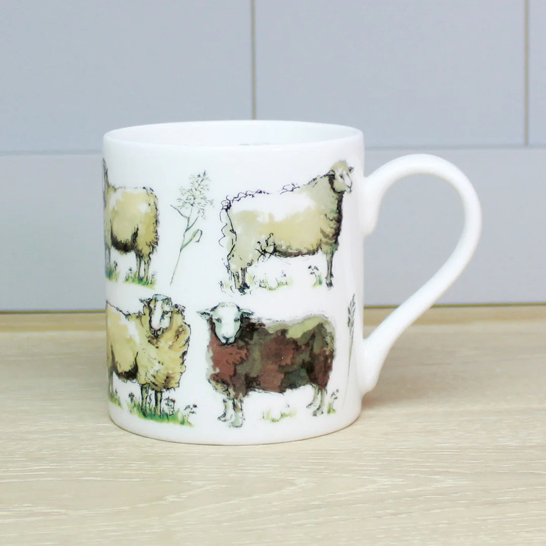 Out In The Fields Sheep Bone China Mug-10 oz