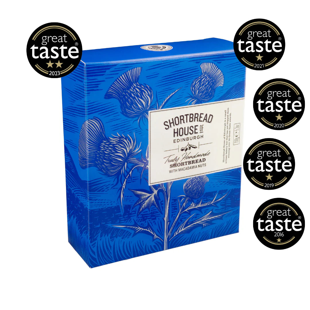 Box of Truly Handmade Mini Shortbread Biscuits with Macadamia Nuts 150g