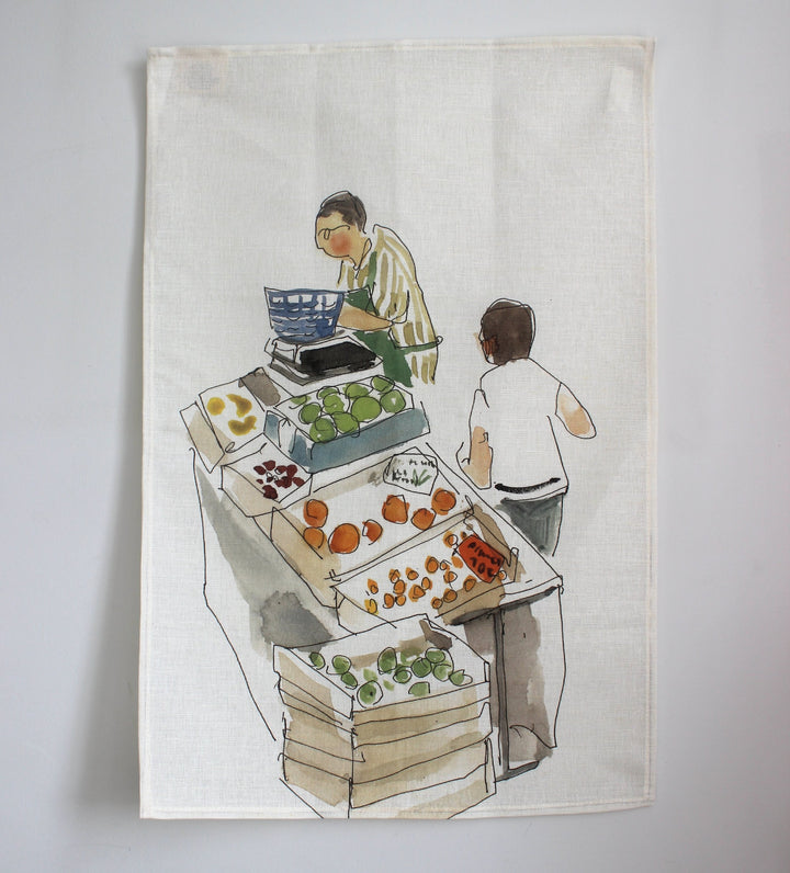 Market Day in France Linen/Cotton Tea Towel