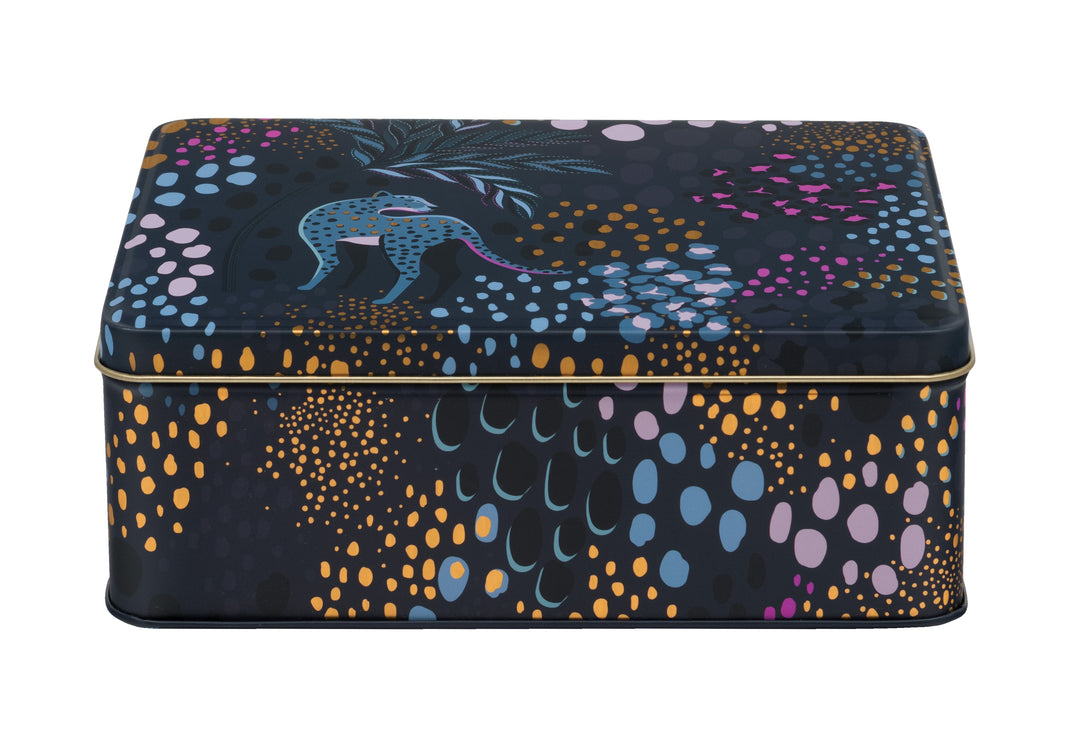 Midnight Leopard Deep Rectangular Tin