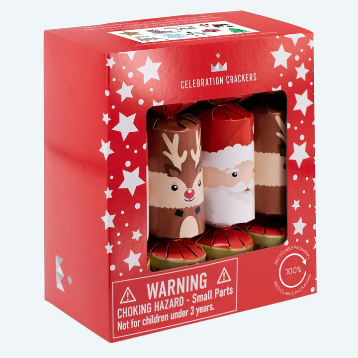 Mini Santa & Reindeer 5.5in Christmas Crackers Box of 8