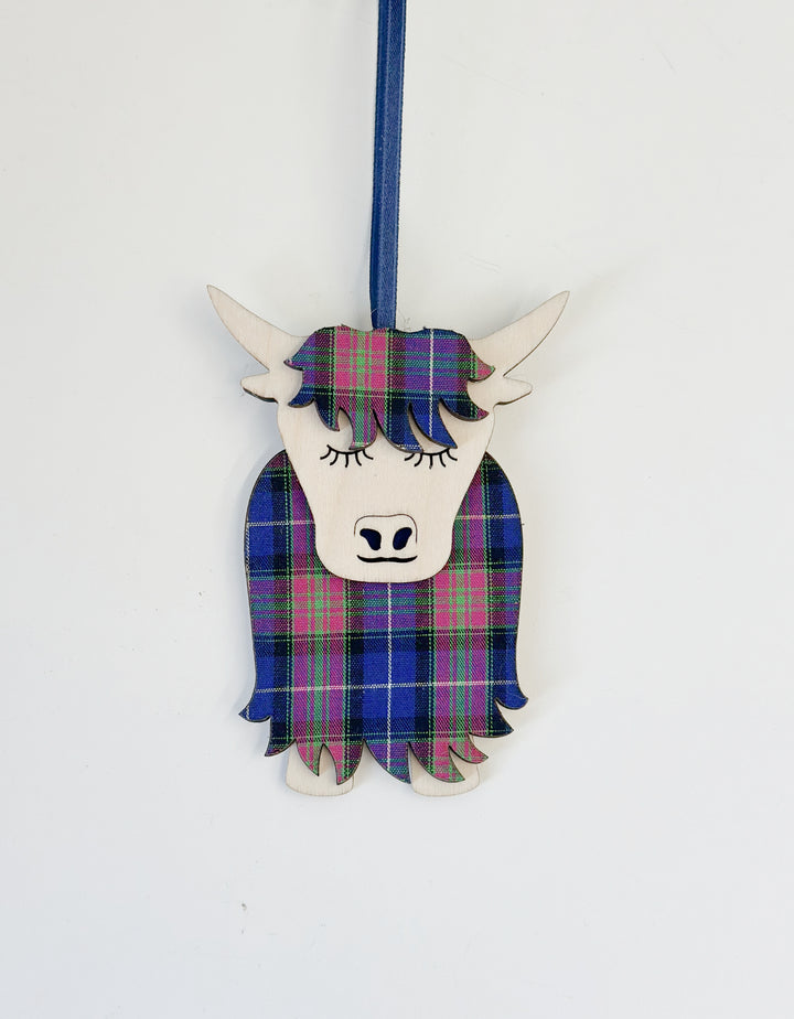 Wooden Morag Highland Cow Decoration