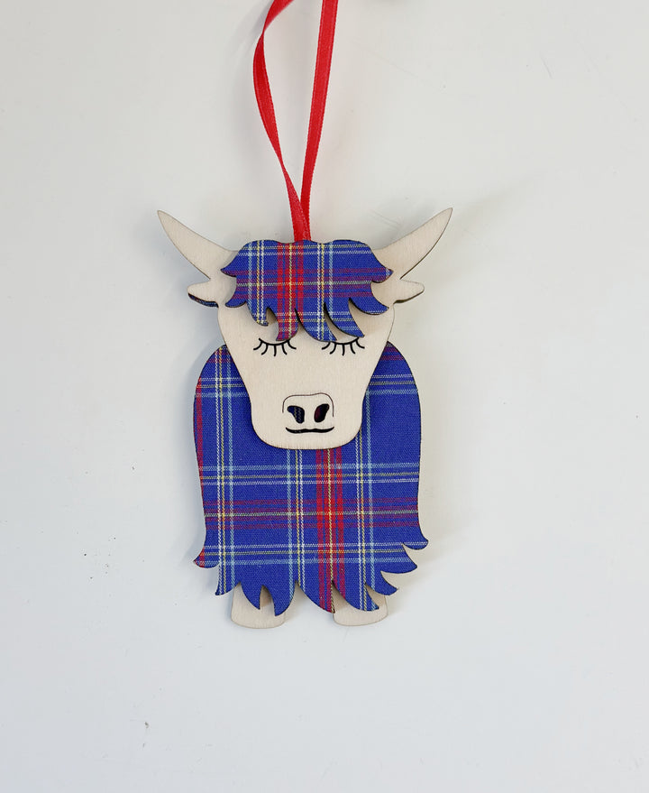 Wooden Morag Highland Cow Decoration