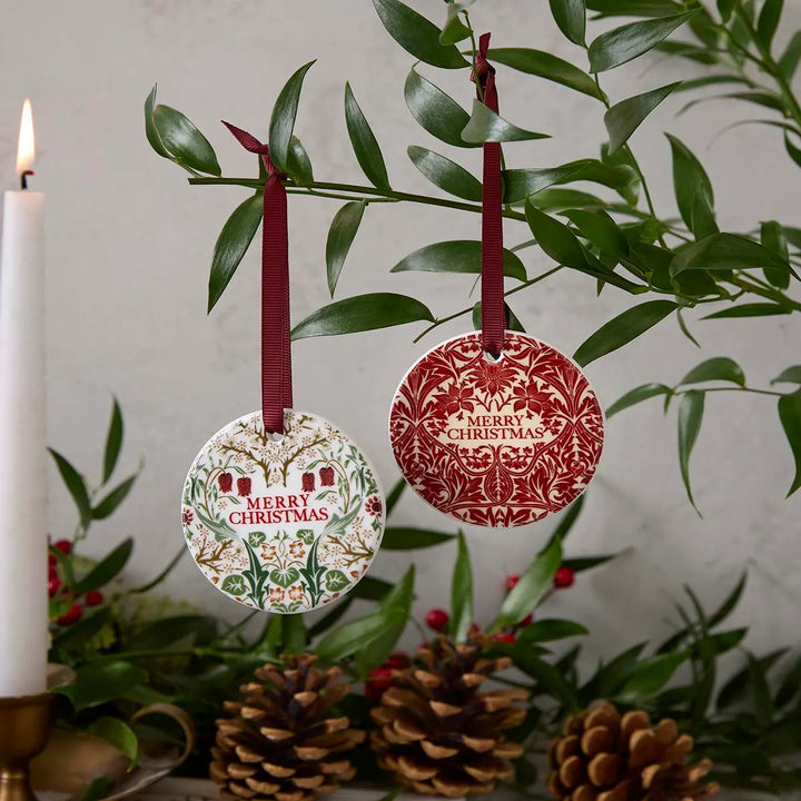 Morris & Co. Bluebell & Blackthorn Decorations Set of 2