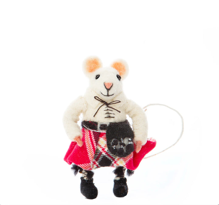 Scottish Felt Mouse in Red Kilt