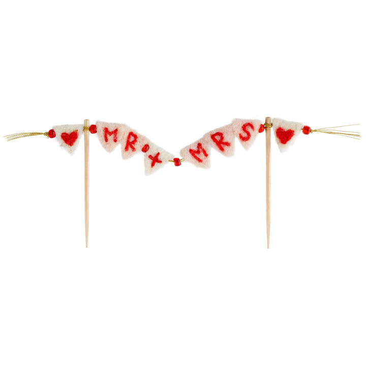 Mr & Mrs Bunting Felt Wedding Cake Topper