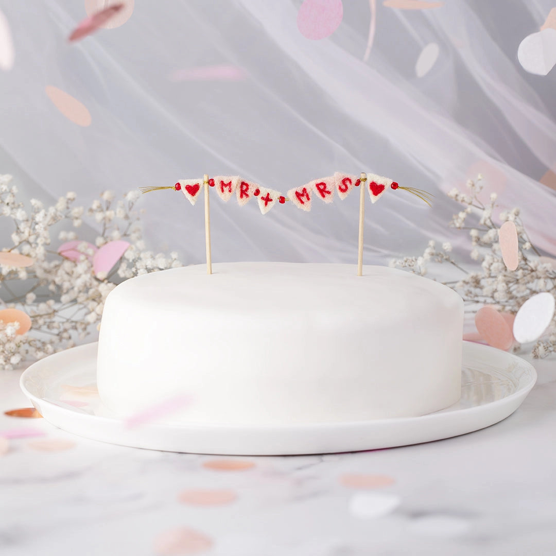 Mr & Mrs Bunting Felt Wedding Cake Topper