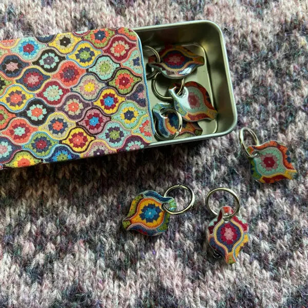 Mystical Lanterns Set of 6 Stitch Markers in a Pocket Tin