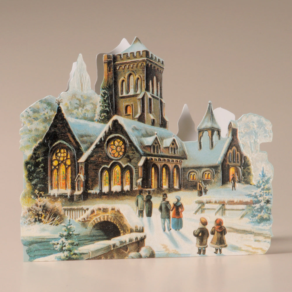 Church in the Snow Nostalgic 3D Christmas Card