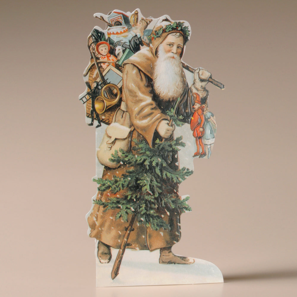 Father Christmas, Tree & Toys Nostalgic 3D Christmas Card